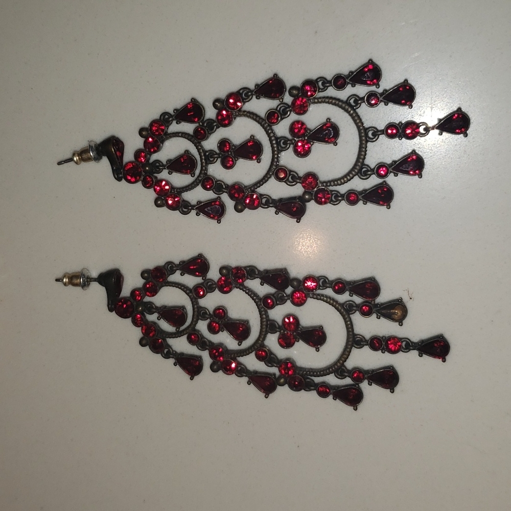 Ruby Dangle Earrings - image 1